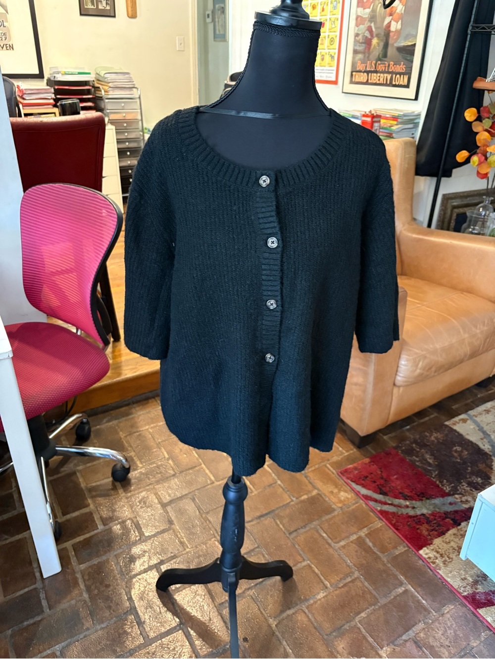 Torrid Black Women’s Short-Sleeve Button Cardigan Sweater